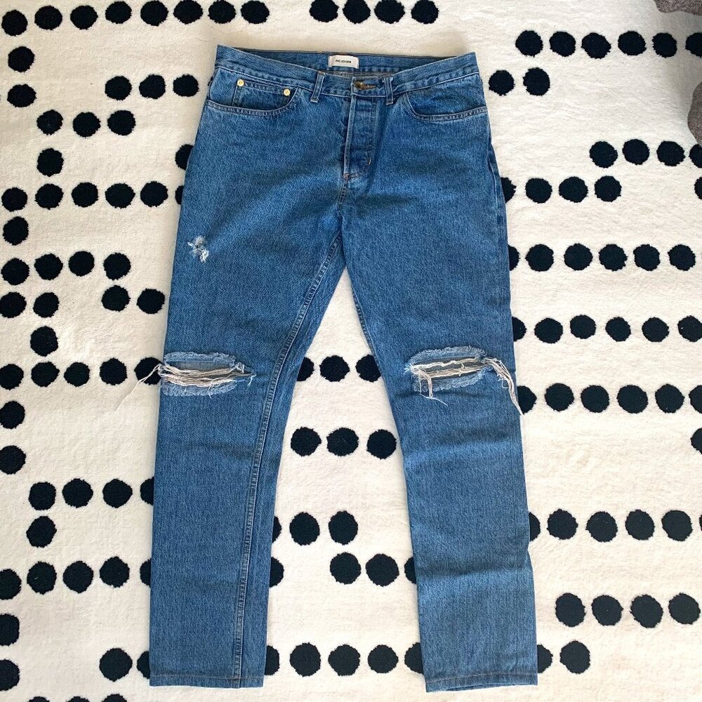 Aime Leon Dore Men's Slim Ripped Blue Jeans